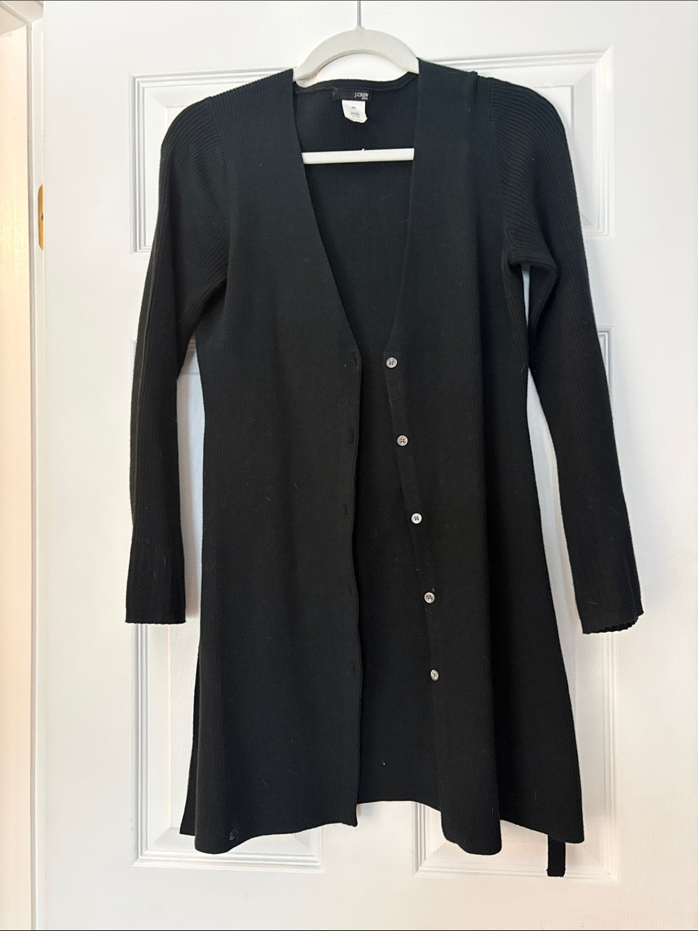 J. Crew Black Long Ribbed Button-Front Women's Cardigan